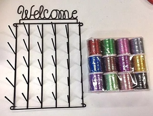 30-Spool Wire Spool Rack SPR-008 Plus 12 Metallic Thread Spools Mixed Colours