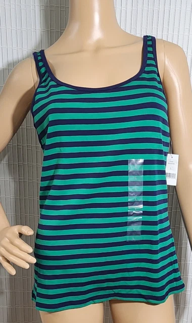 Dip Basic Tank Top For Women Size Large Color Green Striped (B#7)