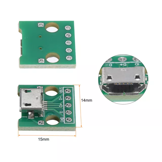 10 Pcs MiCro USB to Dip Female Sockets Type B 5pin Adapter Board Solderable 2