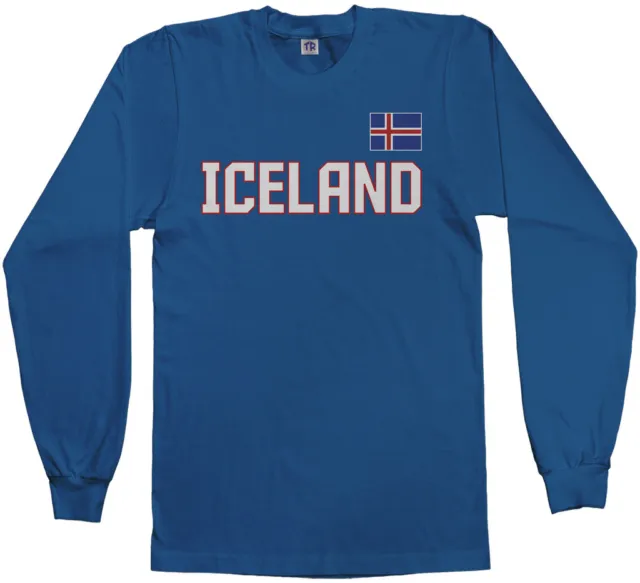 Threadrock Men's Iceland National Team Long Sleeve T-shirt Nordic Flag