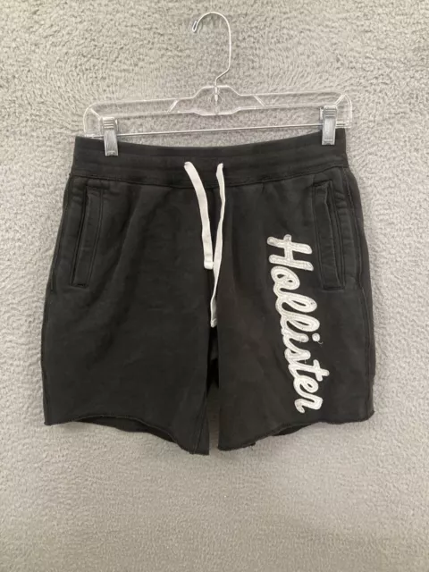 Hollister Shorts Womens Small Black Sweats Pockets Casual Spell Out Logo 29x8