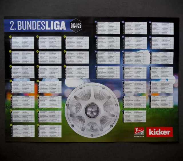 BUNDESLIGASPIELPLAN SAISON 2024/25 Größe 56 cm x 40 cm _ A2 Format