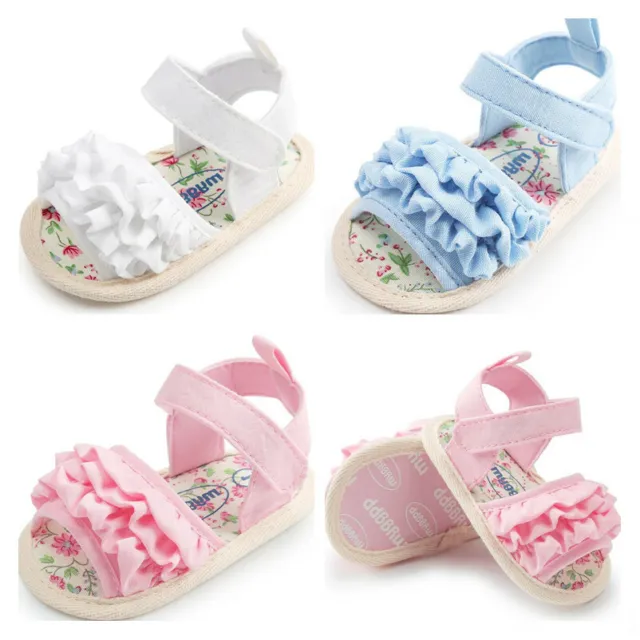 Pink White Blue Baby Girl Pram Shoes Infant Summer Sandals Inhouse Crawling Shoe
