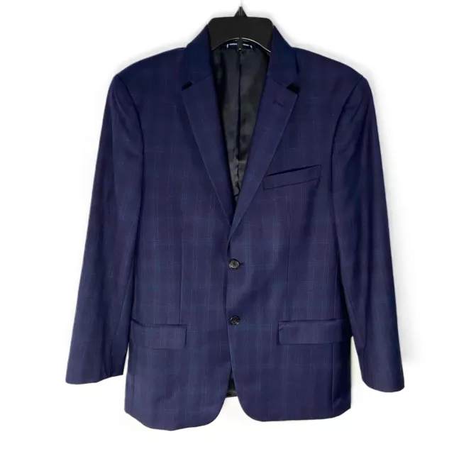Tommy Hilfiger Mens Size 38R Blue Plaid Blazer Suit Jacket Wool Blend 2 Button