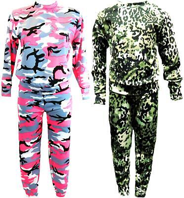 Girls Tracksuit Camouflage Top Green Army Leggings Set Kids Loungewear Outfit