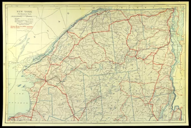 Northern NEW YORK Map Auto Trails Road Highway State Vintage North NY Carthage 3