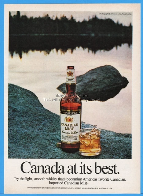 1974 Canadian Mist Whisky Fisher Lake Nova Scotia Canada Bottle Rocks Print Ad