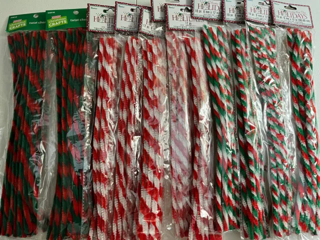Lote de 148 limpiadores de tuberías a rayas de caramelo de Navidad 12"" tallos de oruga retorcidos nuevos
