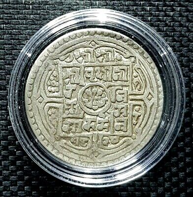 RARE 1820 NEPAL ONE MOHAR Silver Coin KM#651.2, Ø26mm(+FREE1 coin)#13434