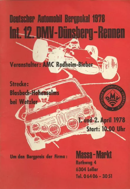 Int.12.DMV-Dünsberg-Rennen 1978  Programmheft