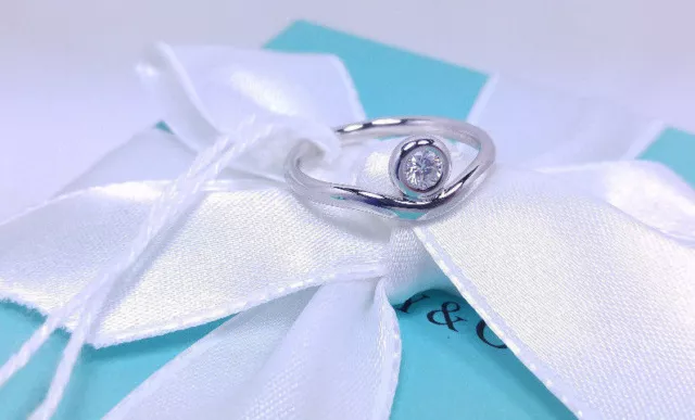 Tiffany & Co. Elsa Peretti Platinum Diamond Curved Band Ring .15 PT 950 Size 5.5