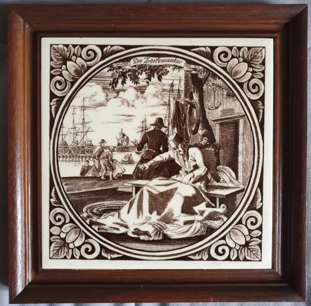 Vintage Black Delft Tile reproduction Jan Luyken De Leitemaaker