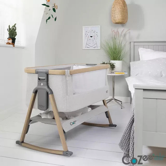 Todos Bambini CoZee Luftbett Schaukelkrippe, Eiche & Silber Babybett Bett