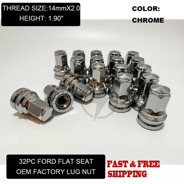 32 OEM Factory Lug Nuts 14x2.0 Flat Washer For Ford 99-02 F-250 F-350 Excursion