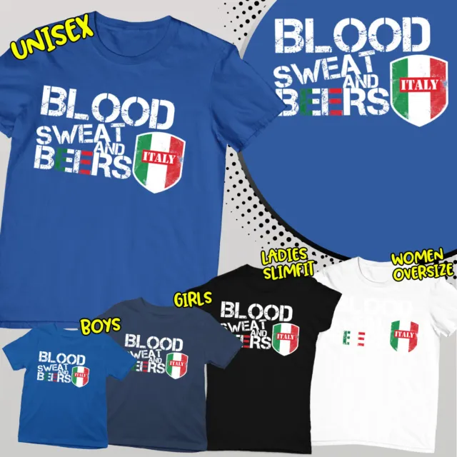 T-shirt top-shirt Blood Sweat And Beers Italia rugby uomo donna ragazzo