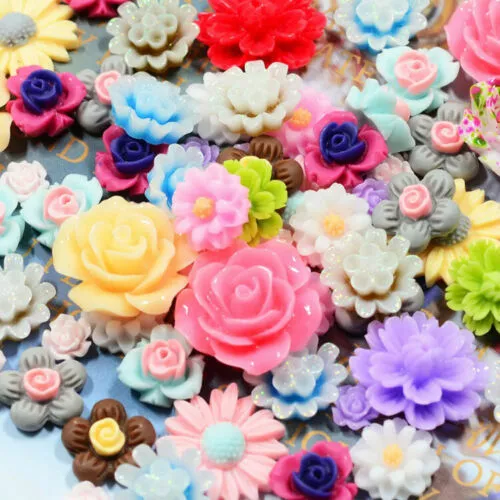 Resin 50pcs Bow Flatback Color Mixed Embellishments Cabochon Flower