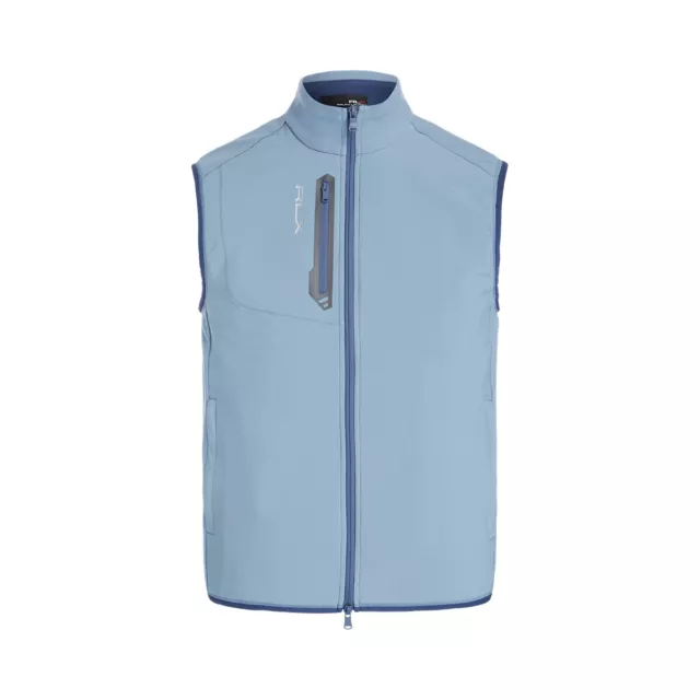 RLX Ralph Lauren Solid Full Zip Techy Terry Vest Channel Blue/Light Navy