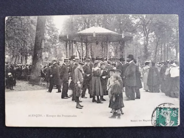 cpa 61 - ALENÇON en 1907 (Orne) KIOSQUE à MUSIQUE Concert Jardin des PROMENADES