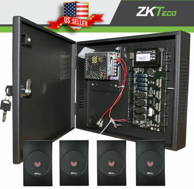 Kit ZKteco C3 series Door Access Control, ZK TCP/IP RS485 Panel/w Power, readers