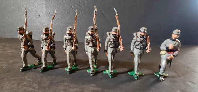 SET OF 7 VINTAGE 1950s CIVIL WAR CONFEDERATE LEAD TOY SOLDIERS EIRE MADE IN IRL