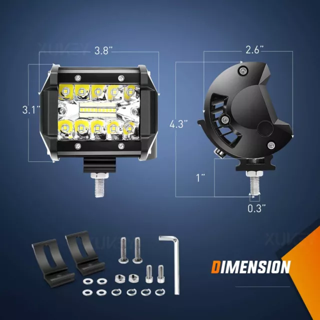 4" 60W LED Arbeitsscheinwerfer Offroad Scheinwerfer JE-EP Bagger SUV 12 24V IP67 2