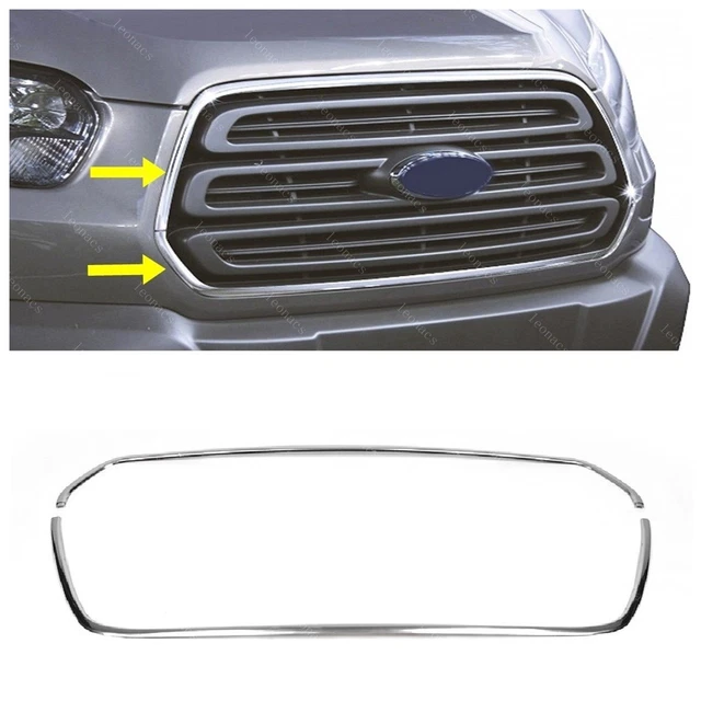 Chrome Front Grill Frame Trim 2 pcs S.STEEL For Ford TRANSIT MK8 2013 to 2018