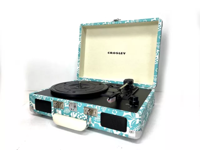 Crosley Cruiser Retro Suitcase Turntable Record Player 3 Speed Beach Blue