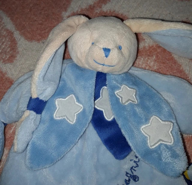 Doudou Et Compagnie Lapin Marionnette Bleu Collerette Etoiles Poudre D Etoiles 2