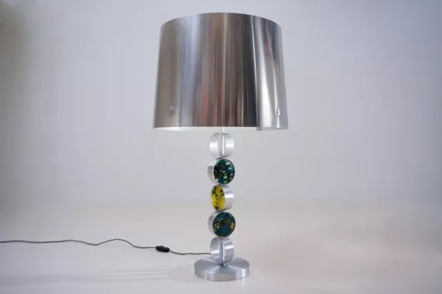 RAAK table lamp Nanny Still Brutalist, aluminium steel glass 1972 Dutch, rewired