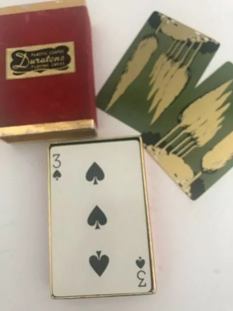 VTG MCM SET Unused DURATONE PLAYING CARDS Green Gold TREES Velvet Box  GRAPHICS 1 £23.41 - PicClick UK