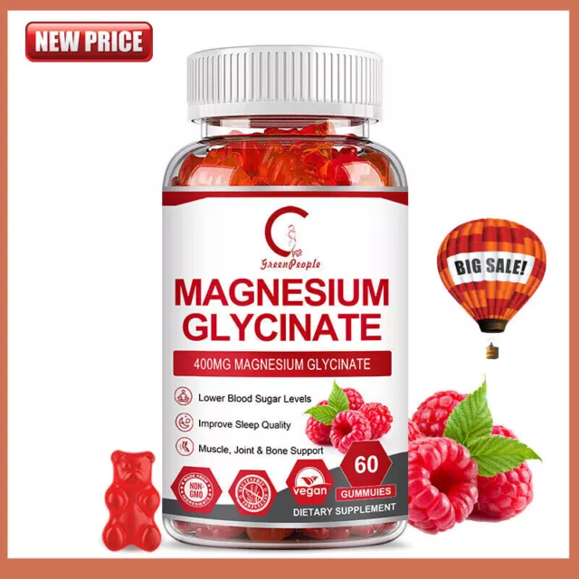60pc Magnesium Glycinate High Strength 400mg With Vitamin D3 Fatigue Bone Health