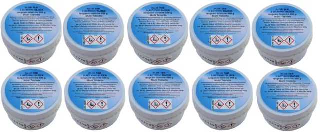 Chlor Pool Chlortabletten BLUE TAB 10 x 500 g Block Multifunktion Multichlor