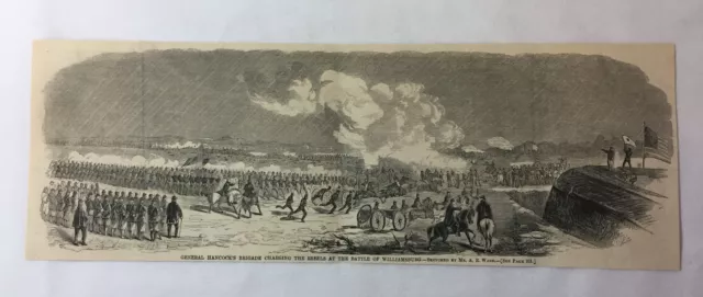 1862 magazine engraving~ GENERAL HANCOCK'S BRIGADE, BATTLE OF WILLIAMSBURG