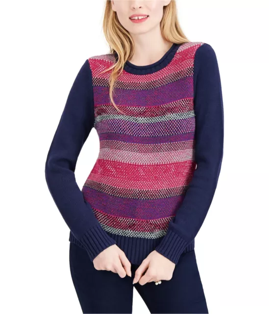 Maison Jules Womens Striped Pullover Sweater