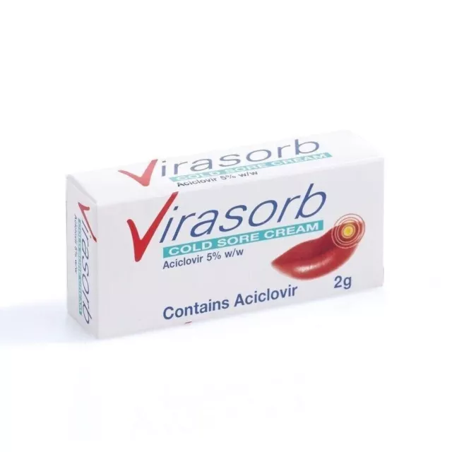 1x Virasorb Cold Sore Cream 2g 5% w/w Lip Treatment For Cracked Lips Virus New