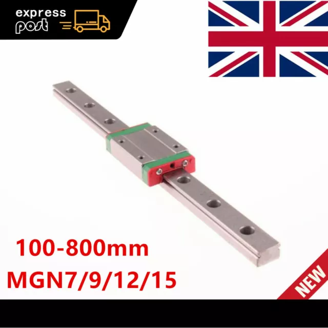 1Pcs 100 -800mm MGN7 MGN9 MGN12 MGN15 Linear Rail Slide  Linear Guide+MGN Block