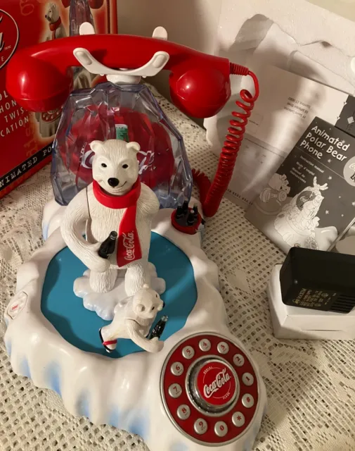 2000 Coca-Cola Animated Musical Light-up Telephone Polar Bears Ice Skating