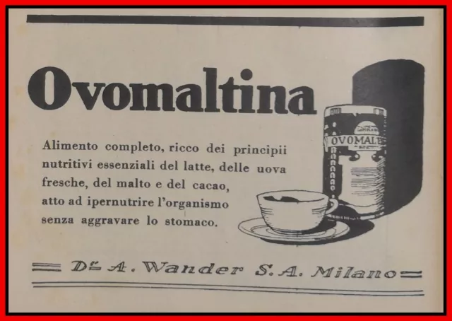 Ovomaltina colazione alimenti pubblicita vintage advertising ritaglio Clipping