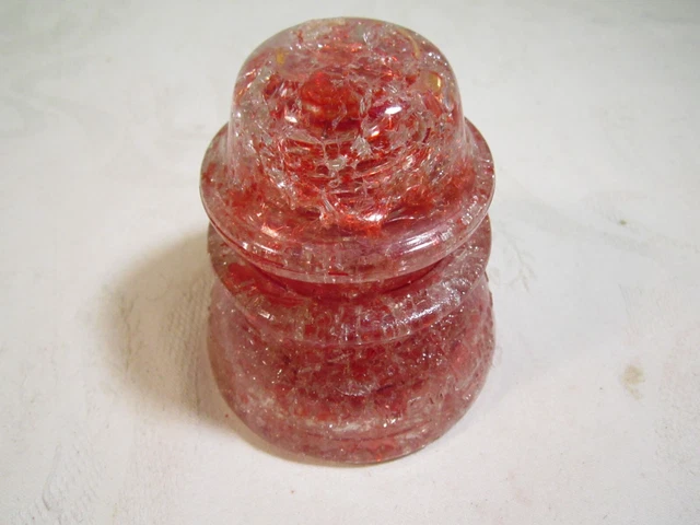 Hemingray Red Crackled Glass Beehive Electrical Insulator No. 42 - Vintage (8)