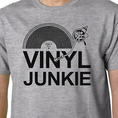 Vinyl Junkie t-shirt MUSIC LP RECORDS DJ TURNTABLE CRATE DIGGER GEEK QUOTE FUNNY