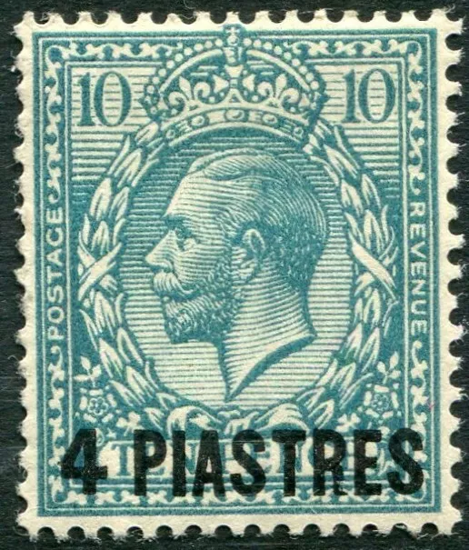 BRITISH LEVANT-1913 4pi on 10d Turquoise-Blue Sg 39 MOUNTED MINT V33080