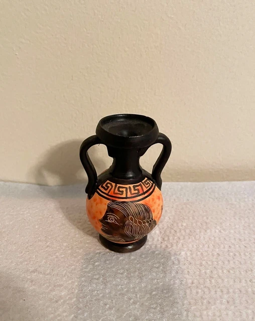 Greek Museum Replica Urn Vase Miniature Painted small Hand Painted Signed