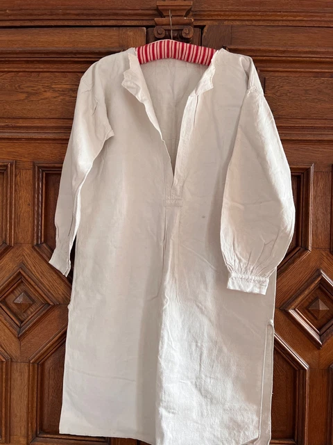 ANTIQUE FRENCH PEASANT Smock Biaude Hemp Linen Workwear 1880-1910
