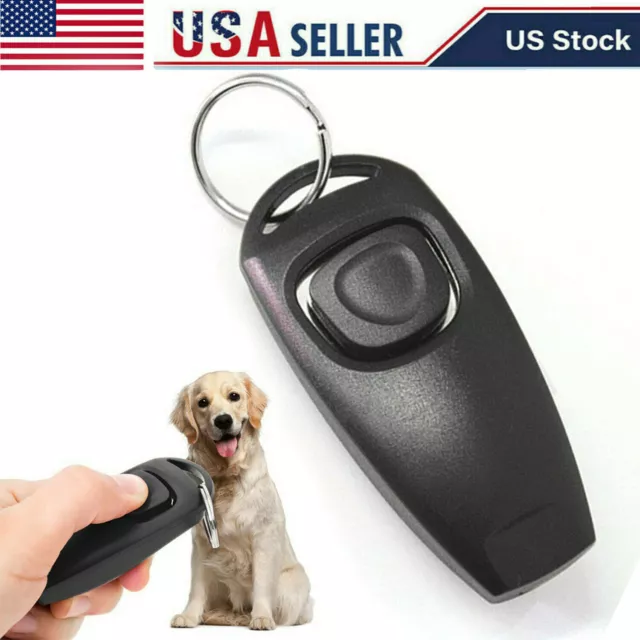 Clicker whistle easy Dog Puppy Pet Click training Obedience Agility with Keyring