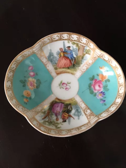 Assiette Porcelaine De Meissen , SAXE POSTSCHAPPEL 19thC .