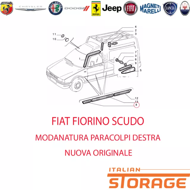 Fiat Fiorino Scudo Modanatura Paracolpi Laterale Destra Nuova Originale 7516705
