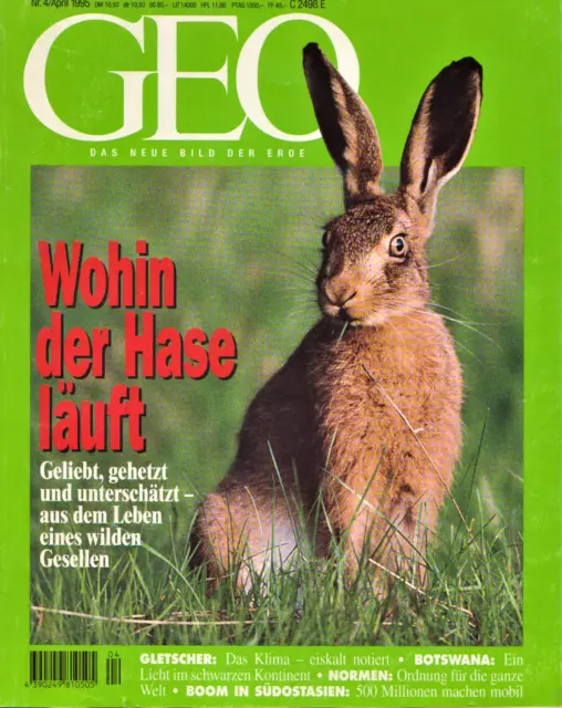 Rar 1995 GEO Heft Nr. 4 S. 12-31 Feldhase Hase Ein Feldherr auf dem Rückzug