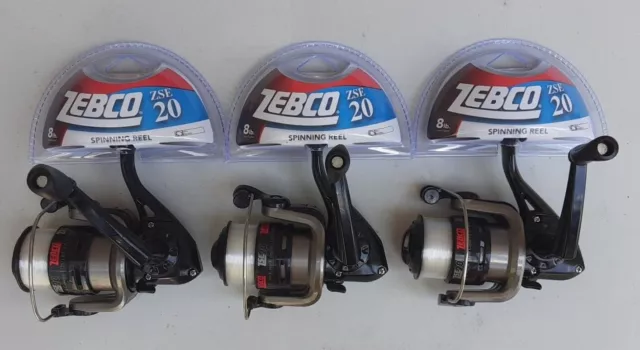 NEW LOT OF 3 Zebco ZSE 20 Spinning Fishing Reel pre-spooled 8lb