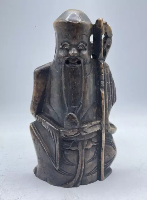 Japanese / Oriental Vintage Soap Stone Sage Carving Of One Of The Immortals