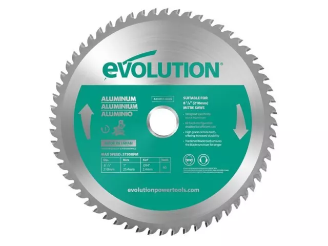 Evolution - Aluminium Cutting Mitre Saw Blade 210 x 25.4mm x 60T